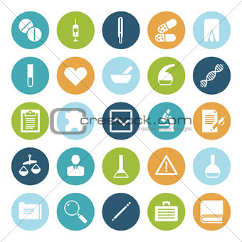 Flat design icons for medical science