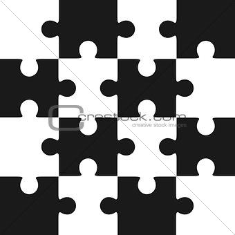 Jigsaw puzzle blank template sixteen elements