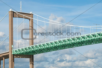 Suspension bridge construction background