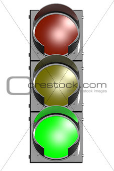 Traffic light in white and isolated 