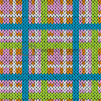 Knitting checkered seamless pattern in various colors