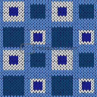 Seamless knitting geometrical color pattern in blue hues