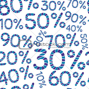 Seamples percent pattern. Discount price off and sales design template. Shopping and low price symbols. 10,20,30,40,50,60,70,80,90 percent sale. Vector illustration.