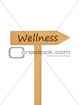 Wooden direction arrow on timber needle