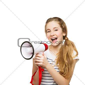 Teenage girl screaming in megaphone