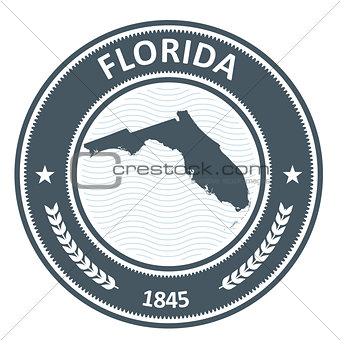 Florida stamp with state map contour