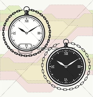 Vintage pocket watch icon template