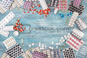 Abstract medicine pills background