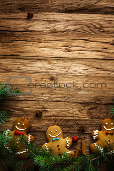 Gingerbread man on wood