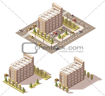 Vector isometric low poly hotel