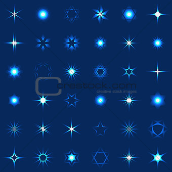 Collection of shining stars and sparkles