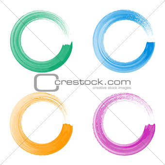 Colorful vector watercolor circle brush strokes