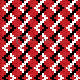 Knitting zigzag seamless pattern in red and white colors