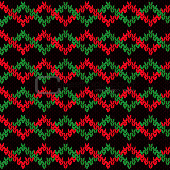Knitting seamless pattern with interwoven zigzag tapes