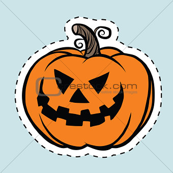 Sticker label evil Halloween pumpkin