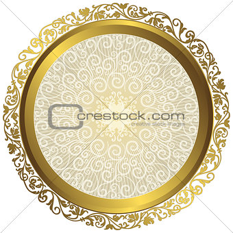 Gold and white vintage round isolated frame 