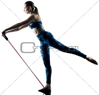 woman fitness elastic  excercises silhouette