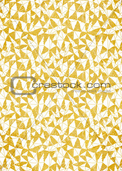 Gold foil decorative background with abstract geometric triangle pattern.