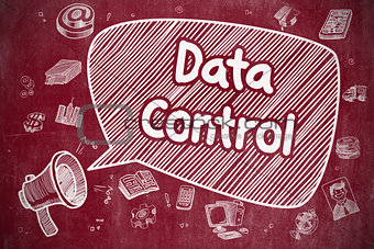 Data Control - Doodle Illustration on Red Chalkboard.