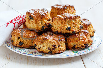 Scones with dried cranberries and raisins.