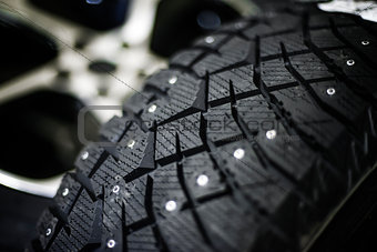Car tire with shallow depth of field