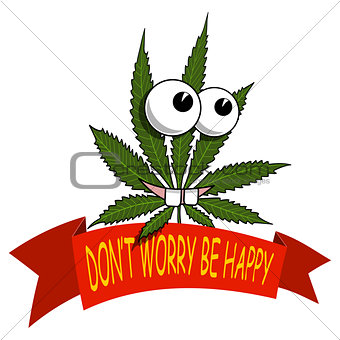 A cartoon marijuana smiling and happy