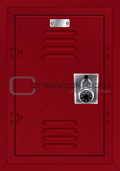 Red Locker and Combination Lock Illustration