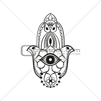 Black hamsa Fatima hand protection symbol