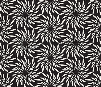 Vector Seamless Black and White Floral Twirl Pattern