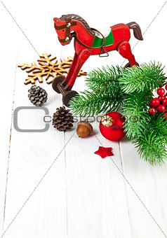 Christmas decoration with fir and pinecone