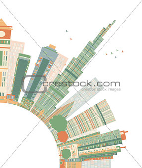 Abstract Dubai City Skyline with Color Skyscrapers and Copy Spac