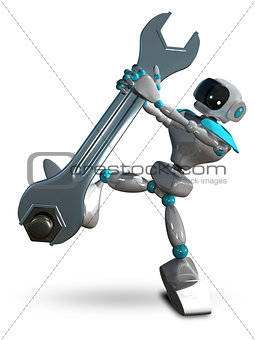 3D Illustration Robot Tighten the Screws