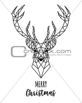 Geometric Reindeer Christmas card, vector