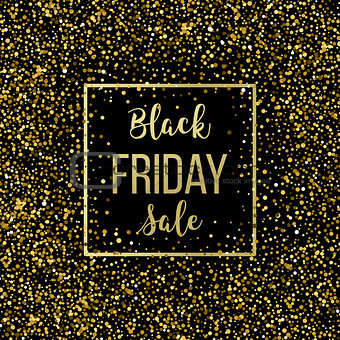 Golden Black Friday sale lettering background. Template for your design, invitation, flyer, card, gift, voucher, certificate and poster.