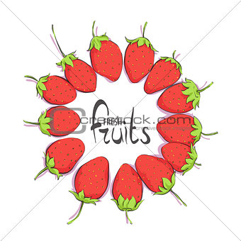 Round frame of strawberries