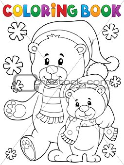Coloring book winter bears theme 1