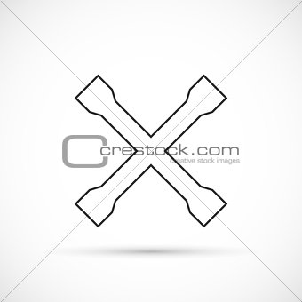 Crossed car wrench outline icon
