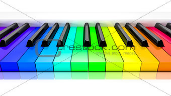 piano with rainbow colored keys background