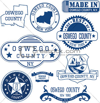 Oswego county, New York. Set of stamps and signs