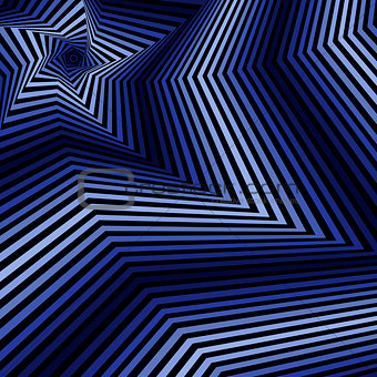 Digital whirling blue pentagonal star forms