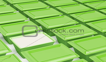 Green plastic containers