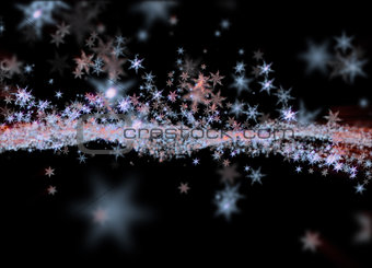 Snowflakes winter field cloud background. Happy new year, Christmas theme blurred bokeh