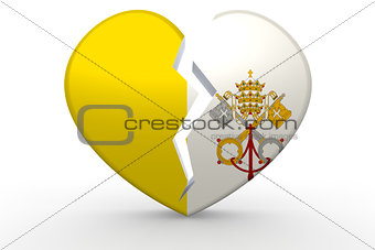 Broken white heart shape with Vatican City flag