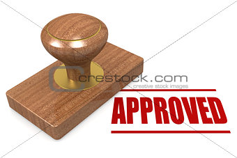 Red approved wooded seal stamp