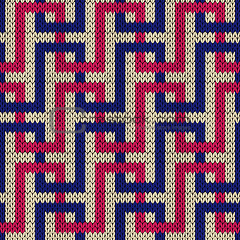 Seamless knitted pattern with interlacing lines
