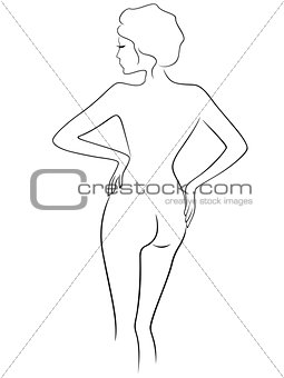 Abstract graceful female with view from the back