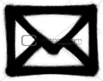 graffiti mail envelope sprayed in black on white