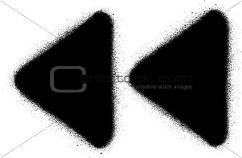fast backward media graffiti spray icon in black over white