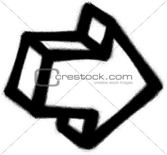 graffiti arrow icon sprayed in black on white