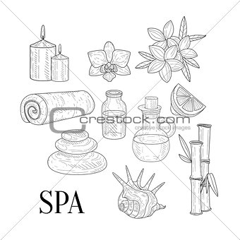 Spa Assosiated Isolated Hand Drawn Realistic Sketches